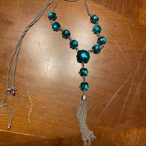 Beautiful fashion emerald long chain Y necklace